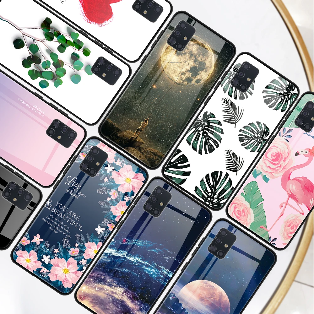

Pattern Tempered Glass Case For Samsung Galaxy A71 A51 A715F A515F A 71 51 Cover Phone Case Luxury Ultra Thin A715 A515 Cover