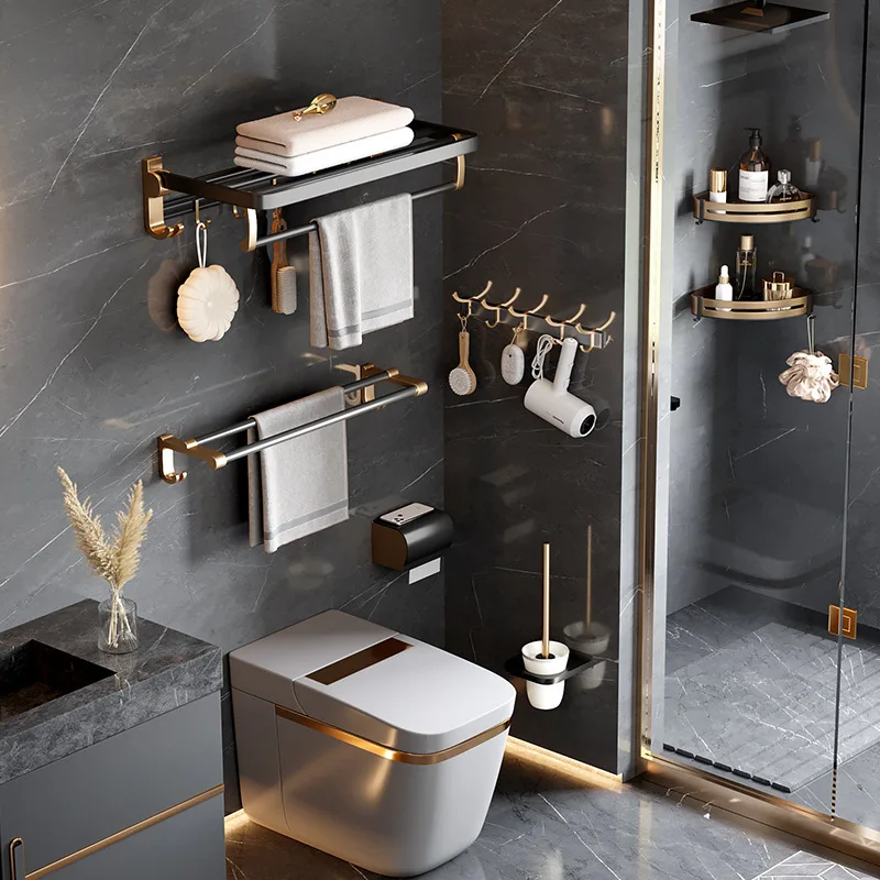 Space Aluminum Bathroom Hardware Set Toilet Brush Towel Holder Toilet Paper Holder Bathroom Shelf Hook Bathroom Accessories
Space Aluminum Bathroom Hardware Set Toilet Brush Towel Holder Toilet Paper Holder Bathroom Shelf Hook Bathroom Accessories
