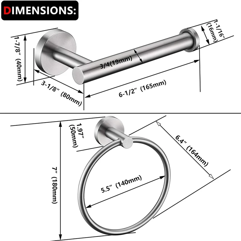 Toilet Paper Holder and Hand Towel Ring Bathroom Hardware Accessories Set Wall Mounted
Toilet Paper Holder and Hand Towel Ring Bathroom Hardware Accessories Set Wall Mounted