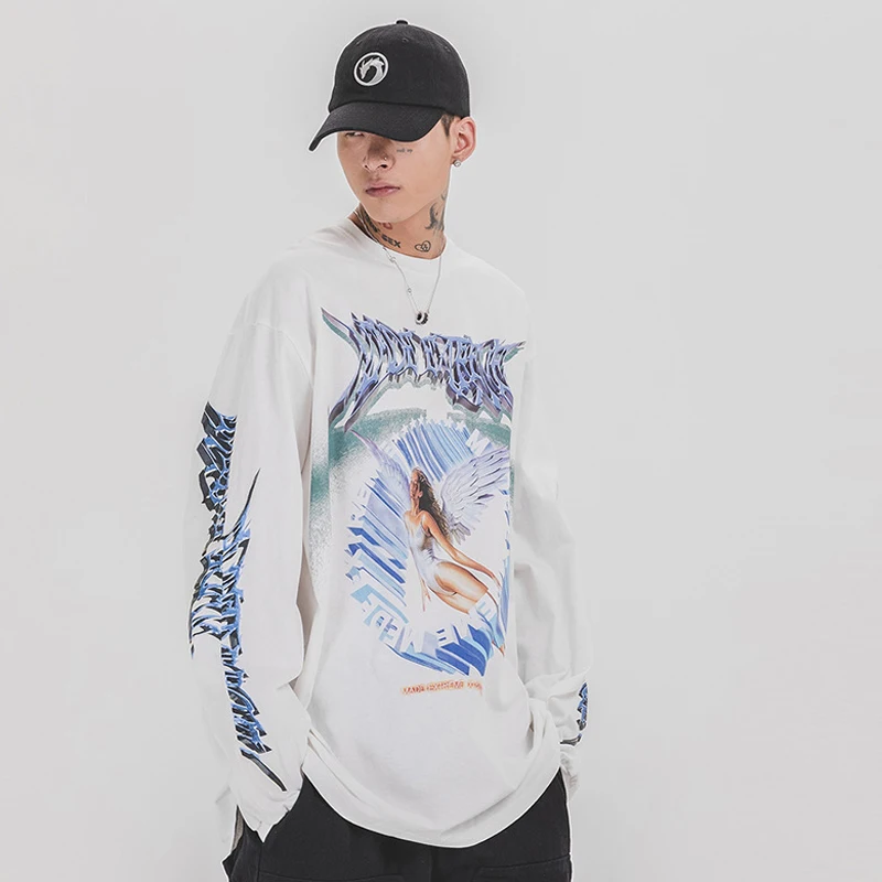 Creative 3D Angel Print Long Sleeve Tees Shirts Streetwear Hip Hop Hipster Casual Loose Tshirts Men Fashion Tops
Creative 3D Angel Print Long Sleeve Tees Shirts Streetwear Hip Hop Hipster Casual Loose Tshirts Men Fashion Tops