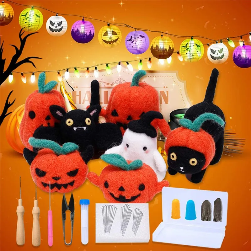 LMDZ Halloween Needle Felting Starter Kit Wool Felting Tools For Making Pumpkin, Black Cat, Bat and Ghost Felting Materials
LMDZ Halloween Needle Felting Starter Kit Wool Felting Tools For Making Pumpkin, Black Cat, Bat and Ghost Felting Materials