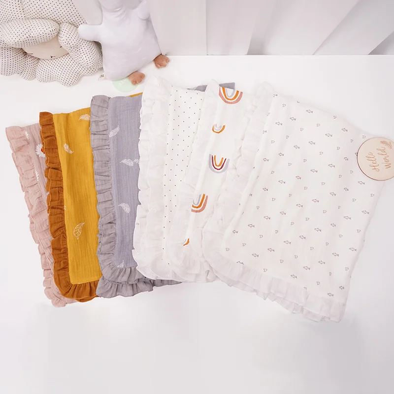 New Organic Cotton Baby Blankets Newborn Soft Baby Ruffle Swaddle Muslin Wrap Towel Scarf Double Sided Wrap Blanket Baby Stuff
New Organic Cotton Baby Blankets Newborn Soft Baby Ruffle Swaddle Muslin Wrap Towel Scarf Double Sided Wrap Blanket Baby Stuff