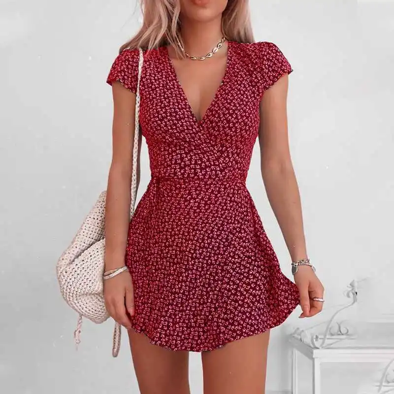 2021 New Summer Plus Size S-5XL V-neck Polka Dot Dress Women Short Sleeve Boho High Waist Beach Wear A Line Dresses Clothing 
2021 New Summer Plus Size S-5XL V-neck Polka Dot Dress Women Short Sleeve Boho High Waist Beach Wear A Line Dresses Clothing