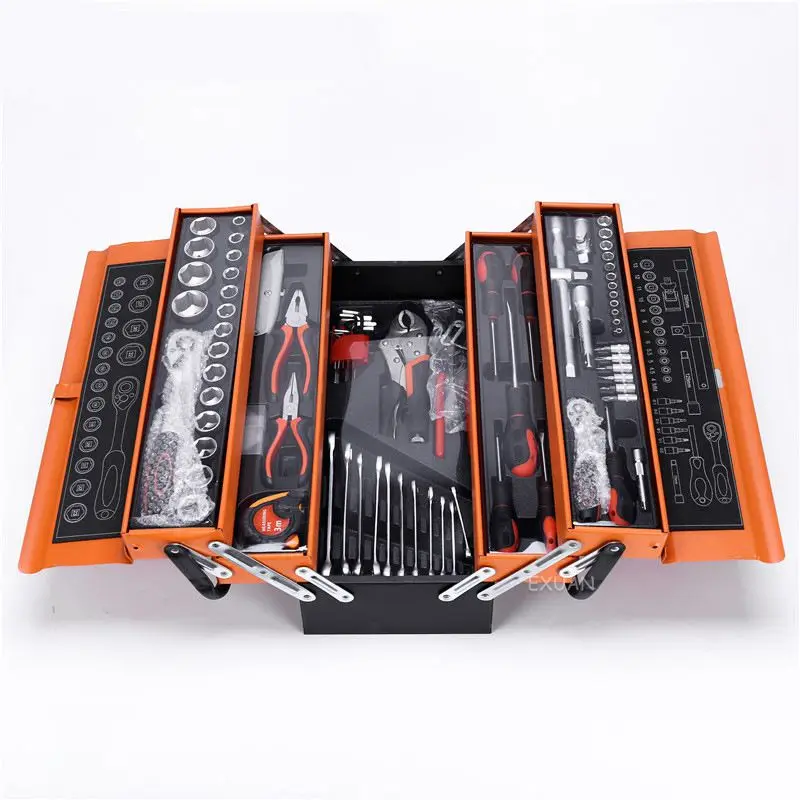 85-piece car repair tool kit/portable metal toolbox/home car folding storage box/auto repair tool and toolbox combination
85-piece car repair tool kit/portable metal toolbox/home car folding storage box/auto repair tool and toolbox combination