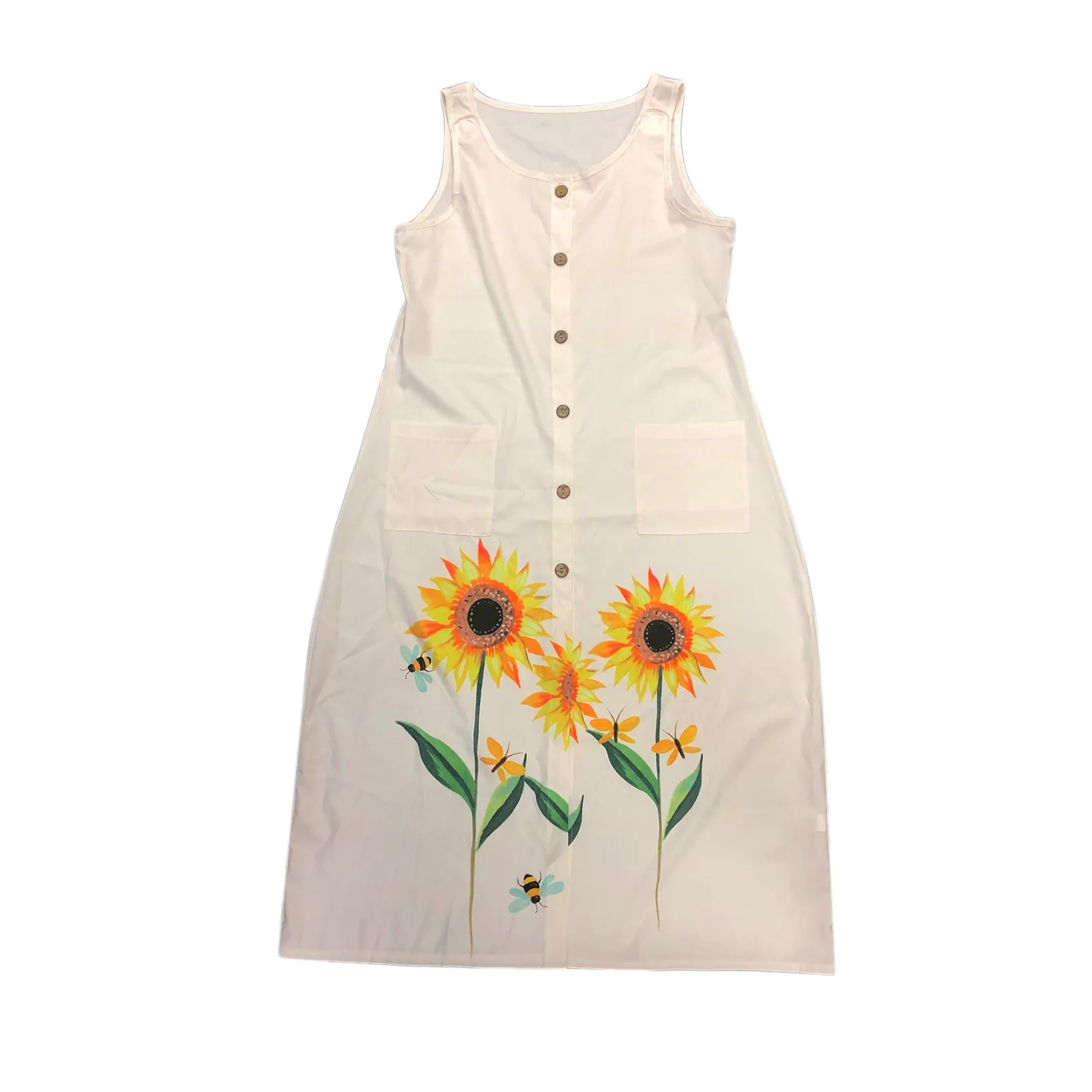 dress women summer korean Lady Flowers Print Plus Size V-Neck Sleeveless Buttons Pocket midi Dress vestidos de mujer casual
dress women summer korean Lady Flowers Print Plus Size V-Neck Sleeveless Buttons Pocket midi Dress vestidos de mujer casual