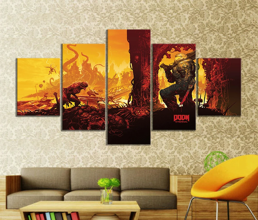 No Framed Canvas 5Pcs DOOM Game Wall Art For Living Room Modular Posters Prints Pictures Paintings Home Decor Decorations
No Framed Canvas 5Pcs DOOM Game Wall Art For Living Room Modular Posters Prints Pictures Paintings Home Decor Decorations