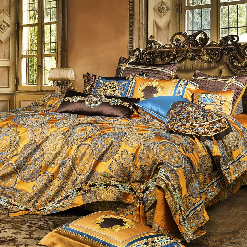 4-11Pcs Nordic Duvet Cover 240x220 Tribute Silk Bedding Set Euro Palace Bed Linen Gold Quilt Sheet Pillowcase 
4-11Pcs Nordic Duvet Cover 240x220 Tribute Silk Bedding Set Euro Palace Bed Linen Gold Quilt Sheet Pillowcase
