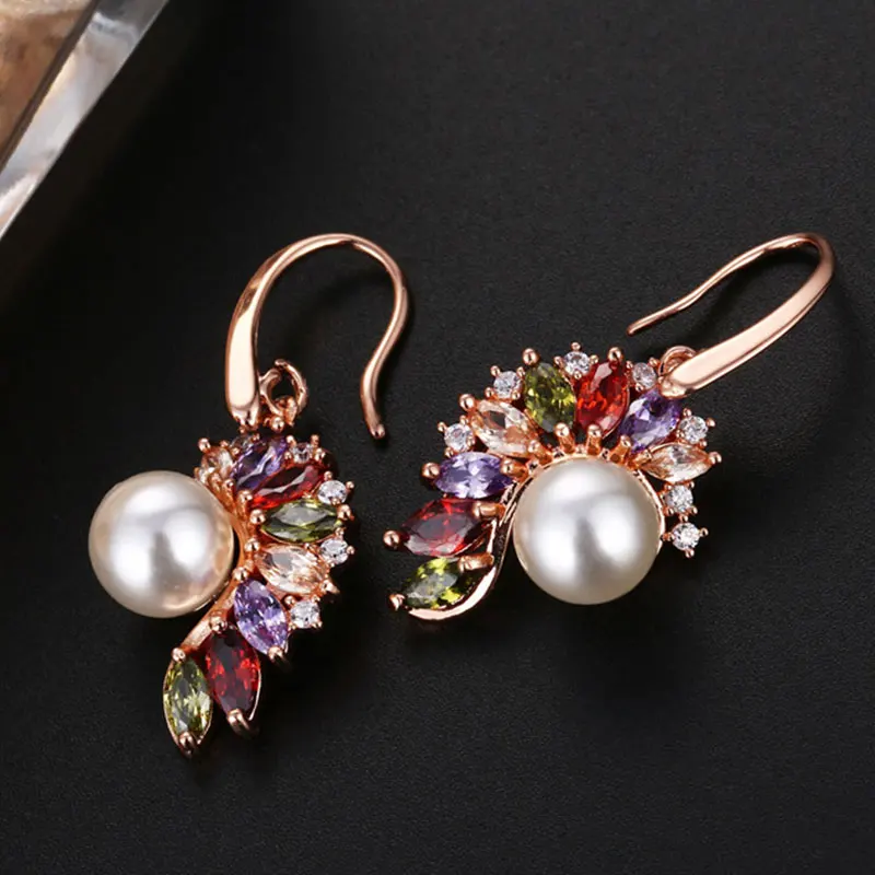 HUAMI High Quality Rose Gold Earrings Hook Pearl Jewelry for Women AAA Cubic Zirconia Ear Wedding Earrings Women Birthday Gift
HUAMI High Quality Rose Gold Earrings Hook Pearl Jewelry for Women AAA Cubic Zirconia Ear Wedding Earrings Women Birthday Gift