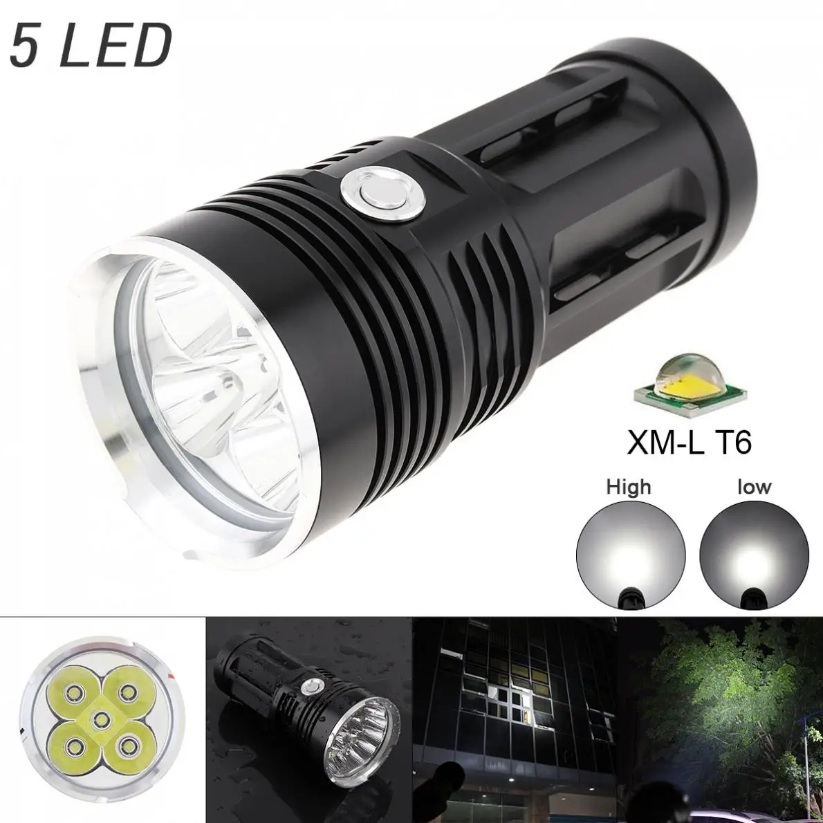 1500LM 5 x XML T6 LED Waterproof Outdoor 3-Mode Flashlight Torch Lamp for Camping
1500LM 5 x XML T6 LED Waterproof Outdoor 3-Mode Flashlight Torch Lamp for Camping