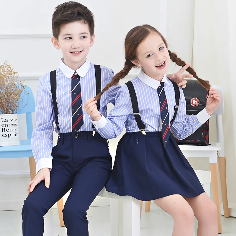 Весенний комбинезон для мальчиков Костюм с юбкой девочек Школьная форма