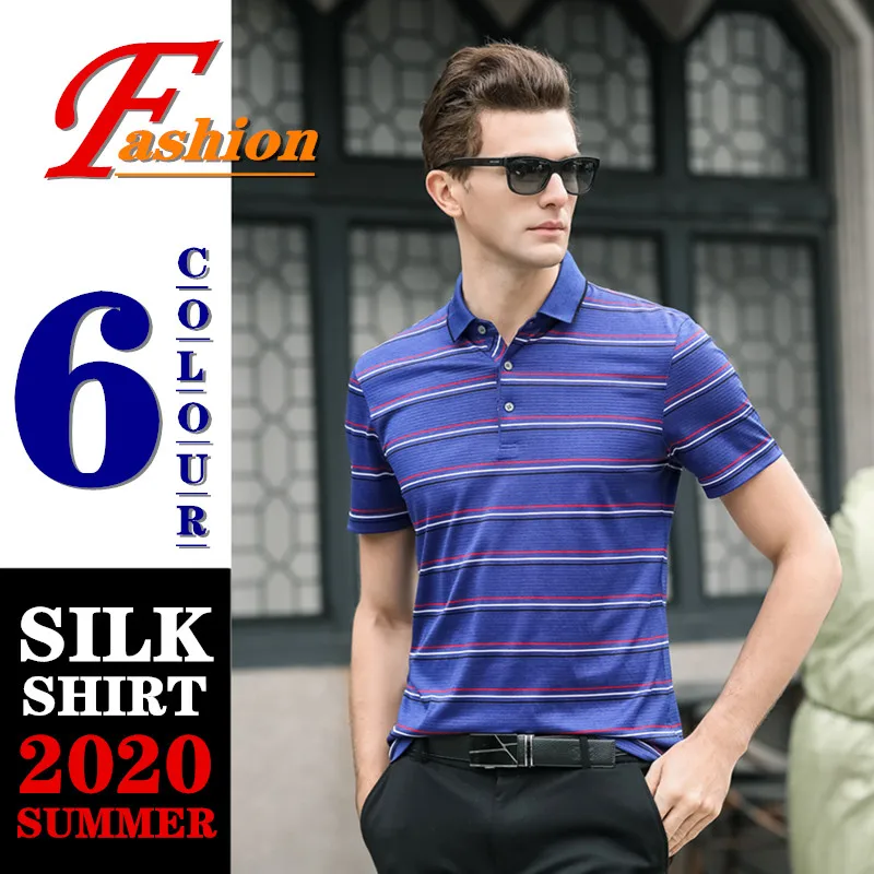 

High-end men's short-sleeve casual shirt Soft Breathable Comfortable Colorfast Anti-Pilling No-iron Plus-size Horizontal stripes