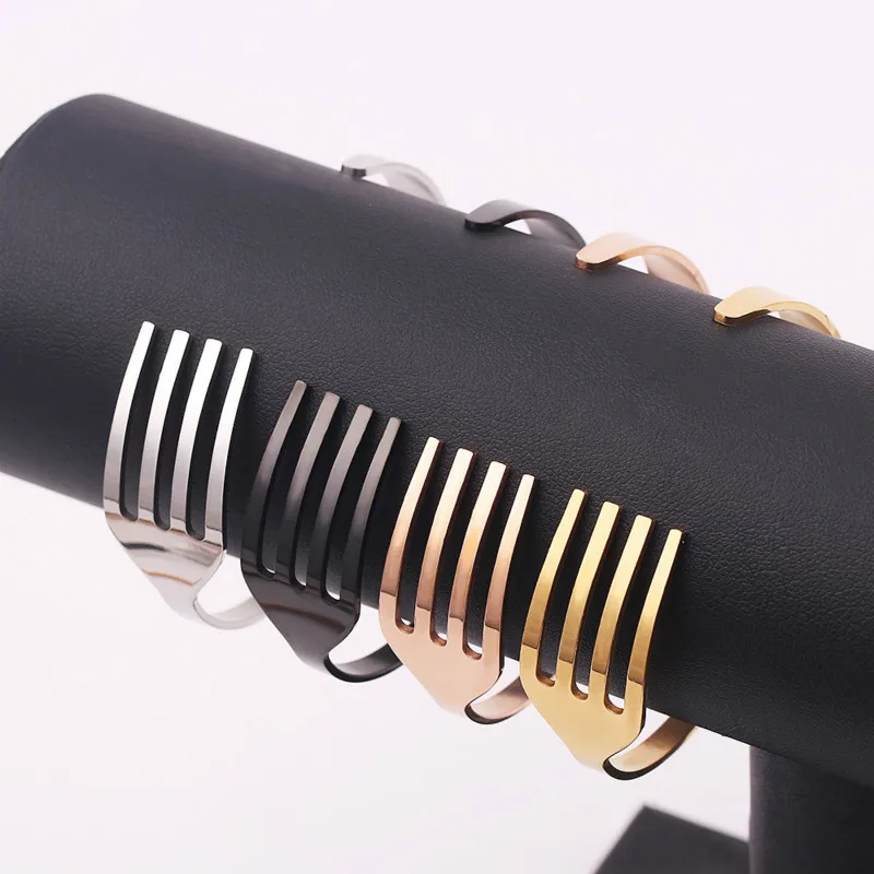 Open Stainless Steel Fork Bracelet for Women Creative Simple Personality Tableware Charm Fashion Jewelry Boyfriend Gift | Украшения и