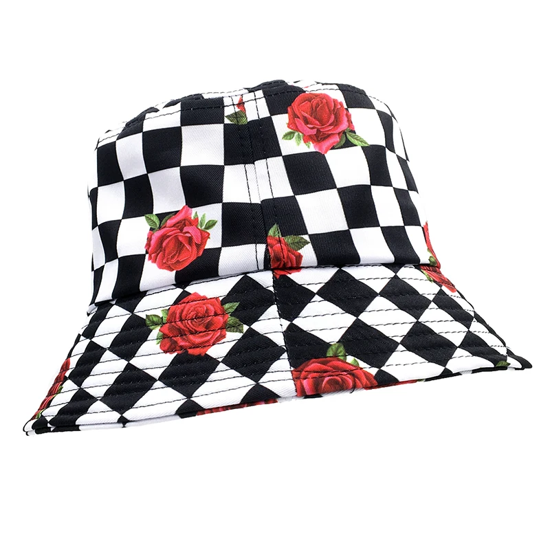 2021 Rose flower Plaid White Black Bucket Hat Flat Top Fisherman Hat Hip-Hop Caps Hats Summer Fashion Design Panama Hat
2021 Rose flower Plaid White Black Bucket Hat Flat Top Fisherman Hat Hip-Hop Caps Hats Summer Fashion Design Panama Hat