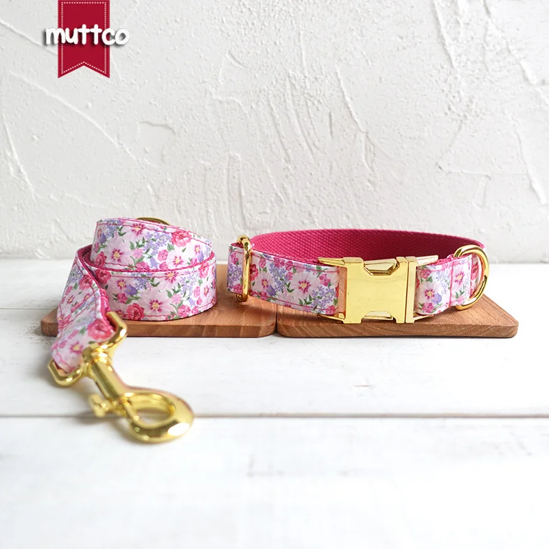 

MUTTCO розничной продажи, ручная работа, особенно воротник розовый цветок модные блестящие ошейники и поводки для собак 5 размеров UDC048B