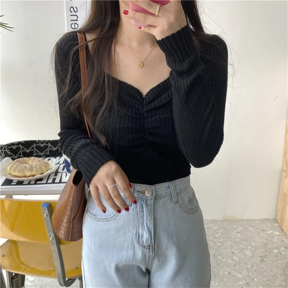 Alien Kitty French Vintage Folds Pullovers Jumpers Chic Solid Sexy Femme Sweaters V-Neck 2021 Slim OL Tops Mujer Outwear Casual
Alien Kitty French Vintage Folds Pullovers Jumpers Chic Solid Sexy Femme Sweaters V-Neck 2021 Slim OL Tops Mujer Outwear Casual