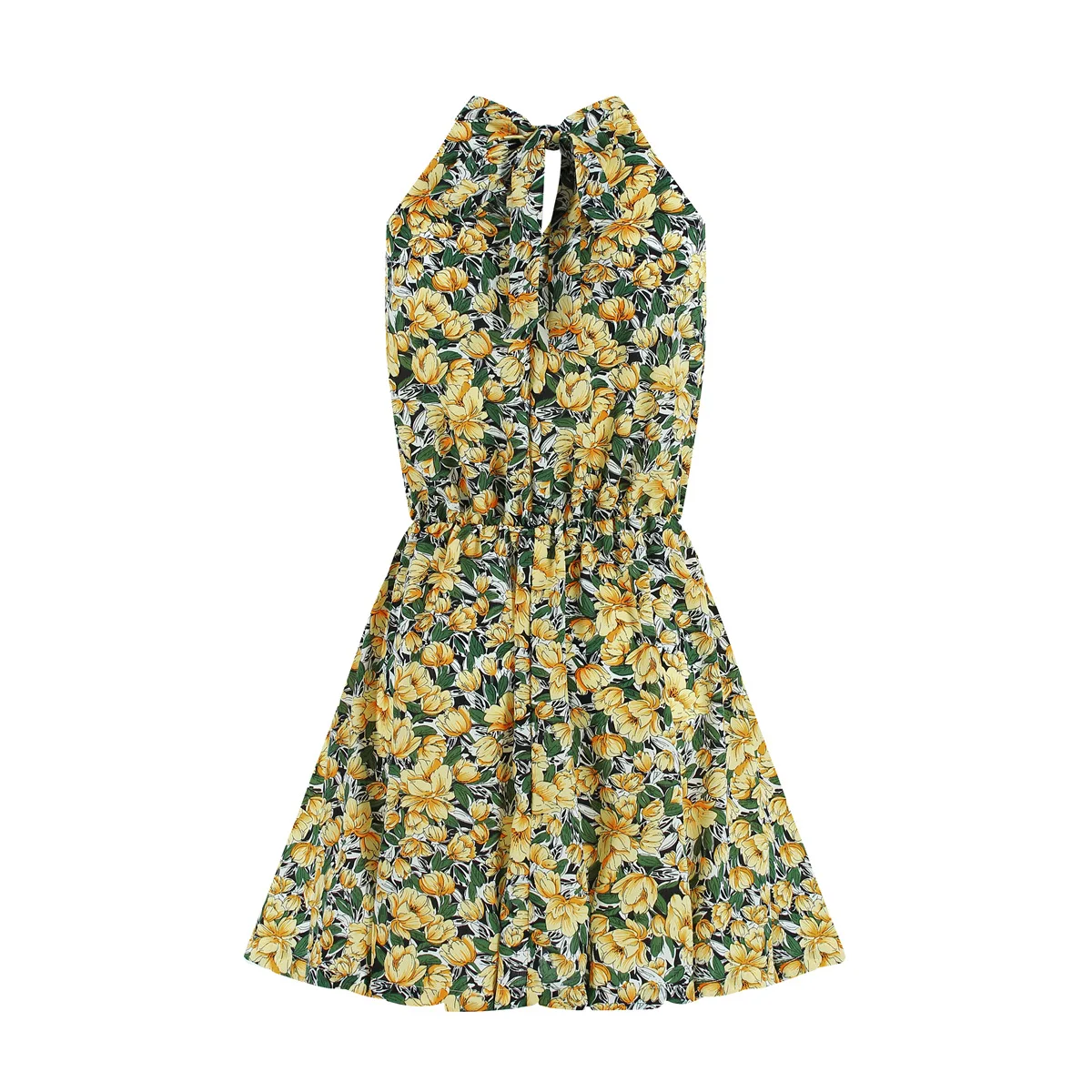 Floral Print Vintage Dress Women Sexy Party Vestidos Beach Bohemian Halter Off Shoulder Sleeveless Dress Lace Up Mini Clothing 
Floral Print Vintage Dress Women Sexy Party Vestidos Beach Bohemian Halter Off Shoulder Sleeveless Dress Lace Up Mini Clothing