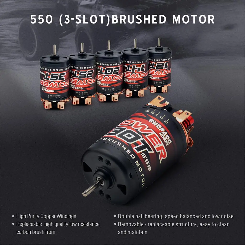 Surpass Hobby Three Slot 550 12T 14T 20T 25T 30T 35T Strong Climbing Brush Motor for RC Car Model Part
Surpass Hobby Three Slot 550 12T 14T 20T 25T 30T 35T Strong Climbing Brush Motor for RC Car Model Part