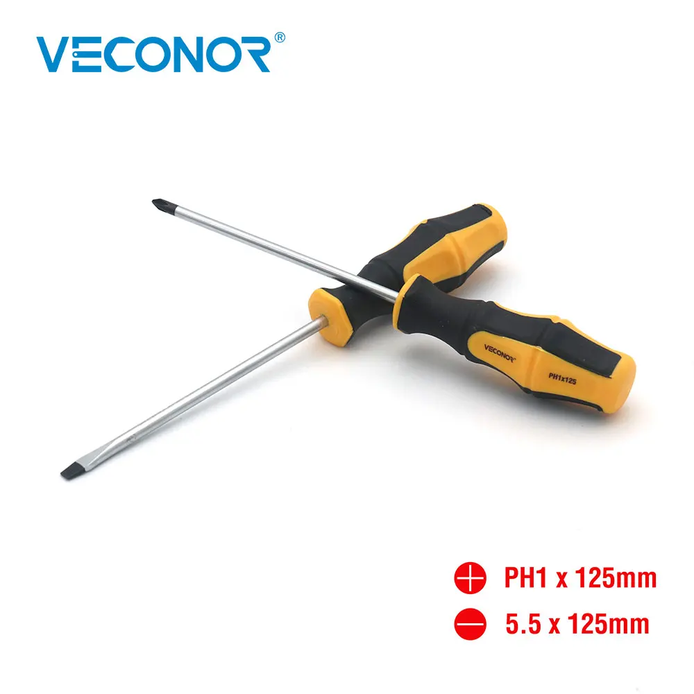 Veconor 2PCS Screwdriver Set Cross Head Flat Head Phillips Slot Type Screwdriving Tool 5.5x125mm PH1x125mm
Veconor 2PCS Screwdriver Set Cross Head Flat Head Phillips Slot Type Screwdriving Tool 5.5x125mm PH1x125mm
