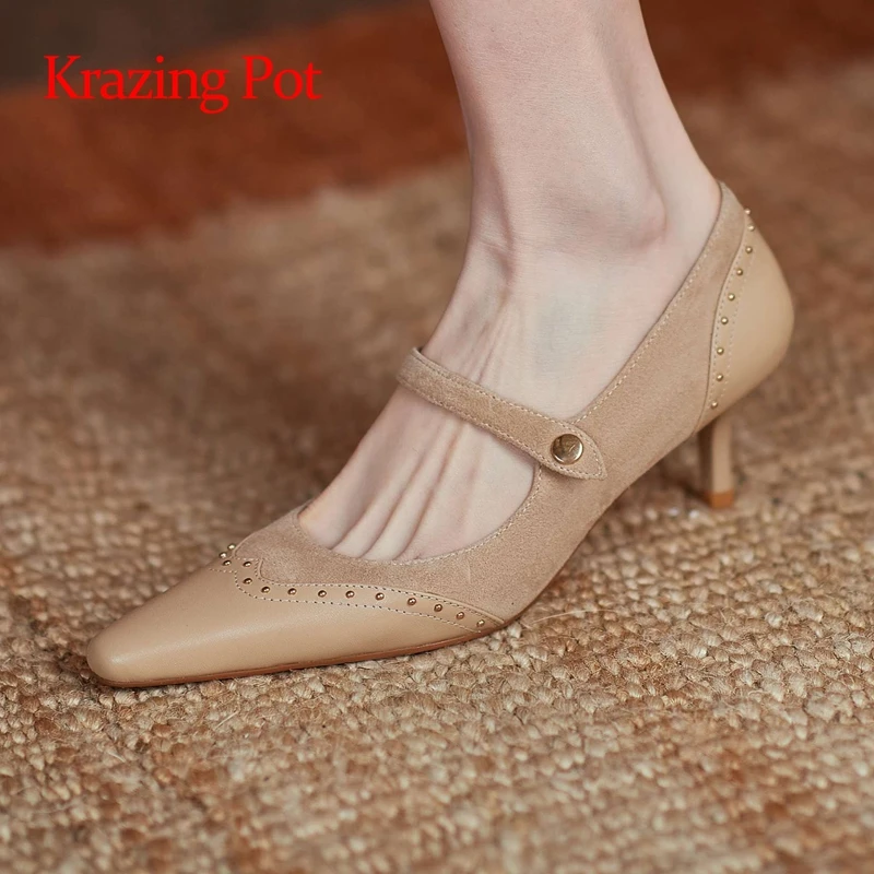 Krazing Pot new genuine leather little square toe thin high heels retro fashion buckle strap brand shoes elegant women pumps L75
Krazing Pot new genuine leather little square toe thin high heels retro fashion buckle strap brand shoes elegant women pumps L75