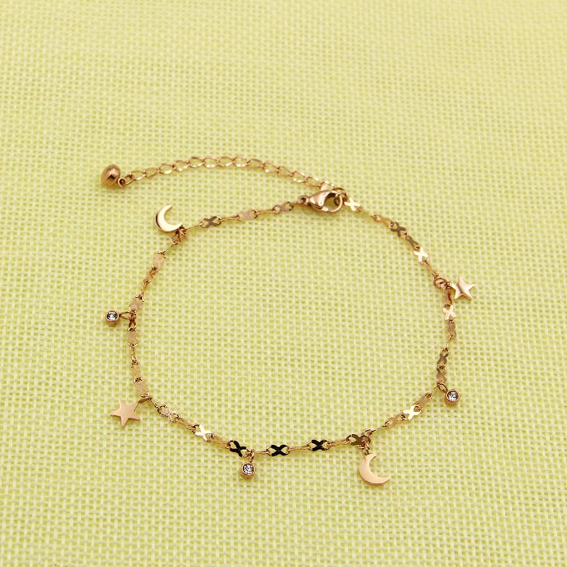 New Cute Beautiful Star Moon Crystal Anklet Seven pendants Stainless Steel Anklet Rose Gold Color For Women Fashion Jewelry
New Cute Beautiful Star Moon Crystal Anklet Seven pendants Stainless Steel Anklet Rose Gold Color For Women Fashion Jewelry