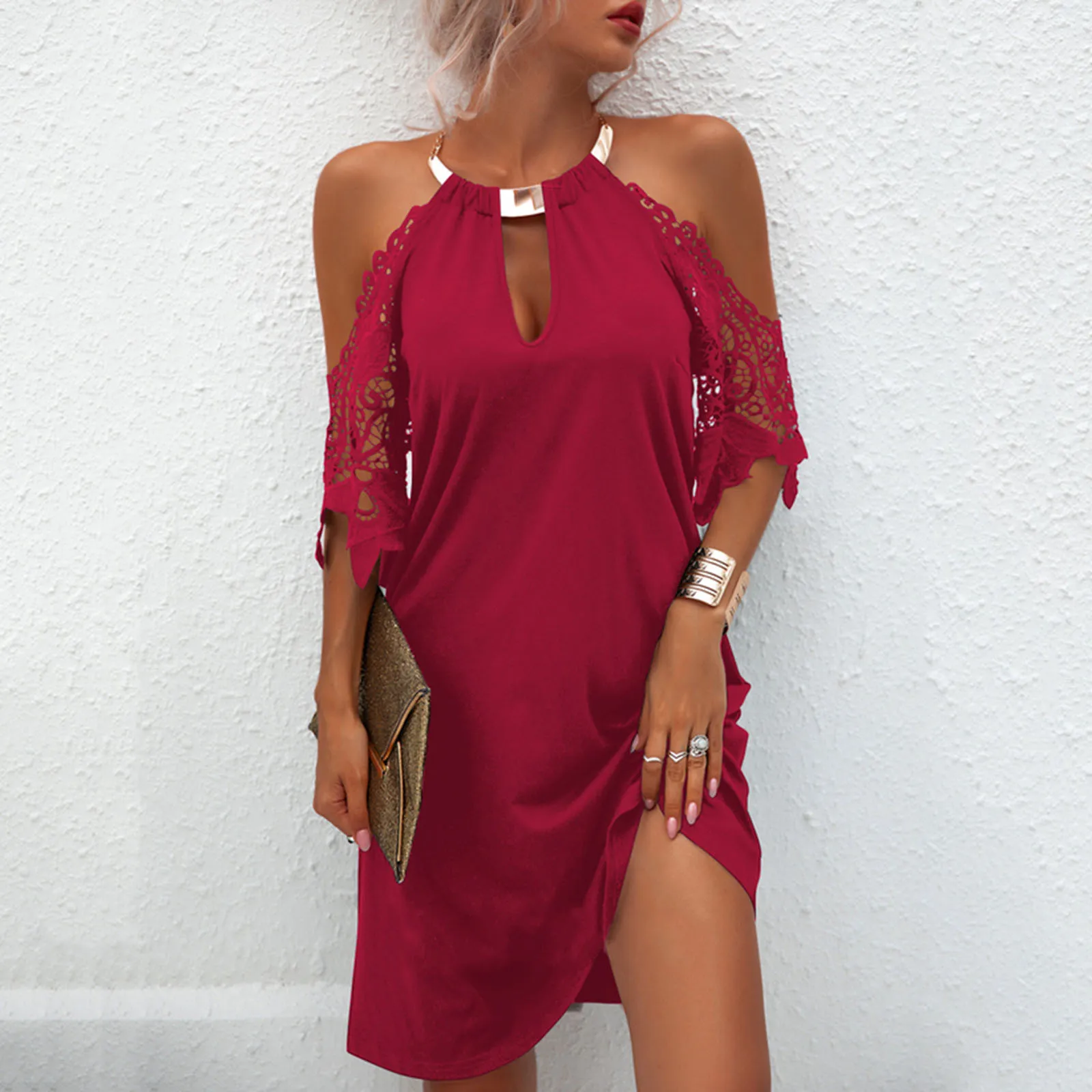 Metal Halter Dress For Women Summer Sexy Lace Sleeve Strapless Dress Sleeveless Sundress Bohemian Beach Dresses Robe Femme
Metal Halter Dress For Women Summer Sexy Lace Sleeve Strapless Dress Sleeveless Sundress Bohemian Beach Dresses Robe Femme