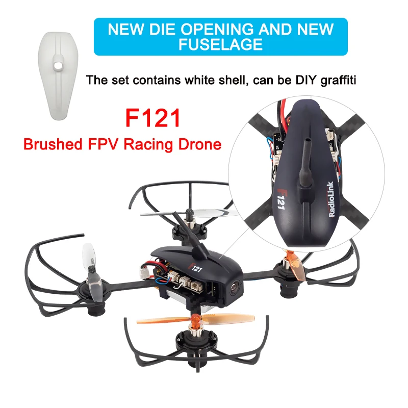 

Radiolink F121 Brushed FPV Racing Drone Mini Quad 2km Range RTF BNF T8S R8SM kit Education 3 Flight Mode 121mm Outdoor/Indoor