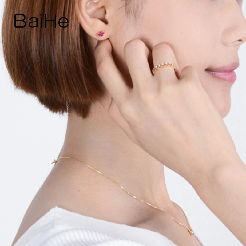 BAIHE Solid 14K Yellow Gold 0.30ct Round Natural Rubis Earrings Women Wedding Trendy Fine Jewelry Heart Stud Engagement C
BAIHE Solid 14K Yellow Gold 0.30ct Round Natural Rubis Earrings Women Wedding Trendy Fine Jewelry Heart Stud Engagement C
