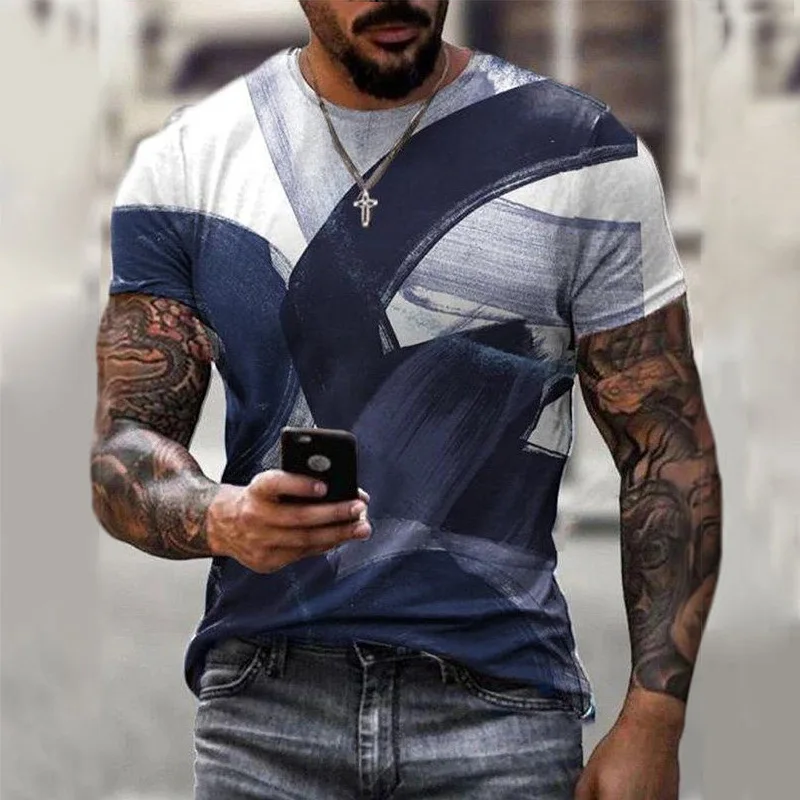 Модная мужская футболка с градиентным принтом короткими рукавами | Мужская