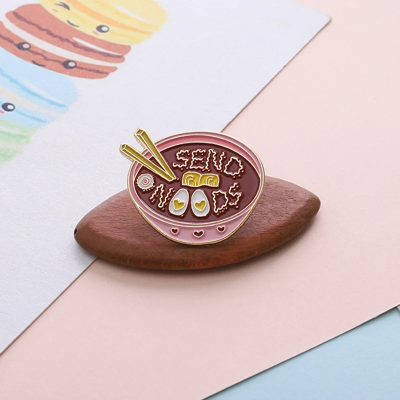 Cartoon Noodle Bowl Brooch Alloy Pin Shirt Badges Enamel Pins Broches for Men Women Badge Pines Brooches Jewelry Accessories | Украшения и