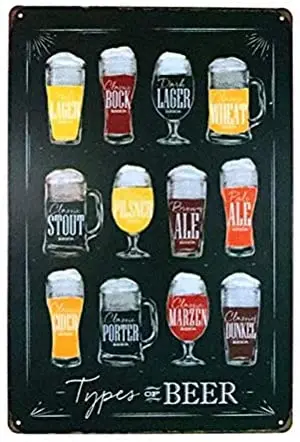 Types of Beer House Cafe Restaurant Home Art Painting Retro Metal Tin Sign Plaque Poster Wall Chic Gift Suitable 12x8 Inch
Types of Beer House Cafe Restaurant Home Art Painting Retro Metal Tin Sign Plaque Poster Wall Chic Gift Suitable 12x8 Inch