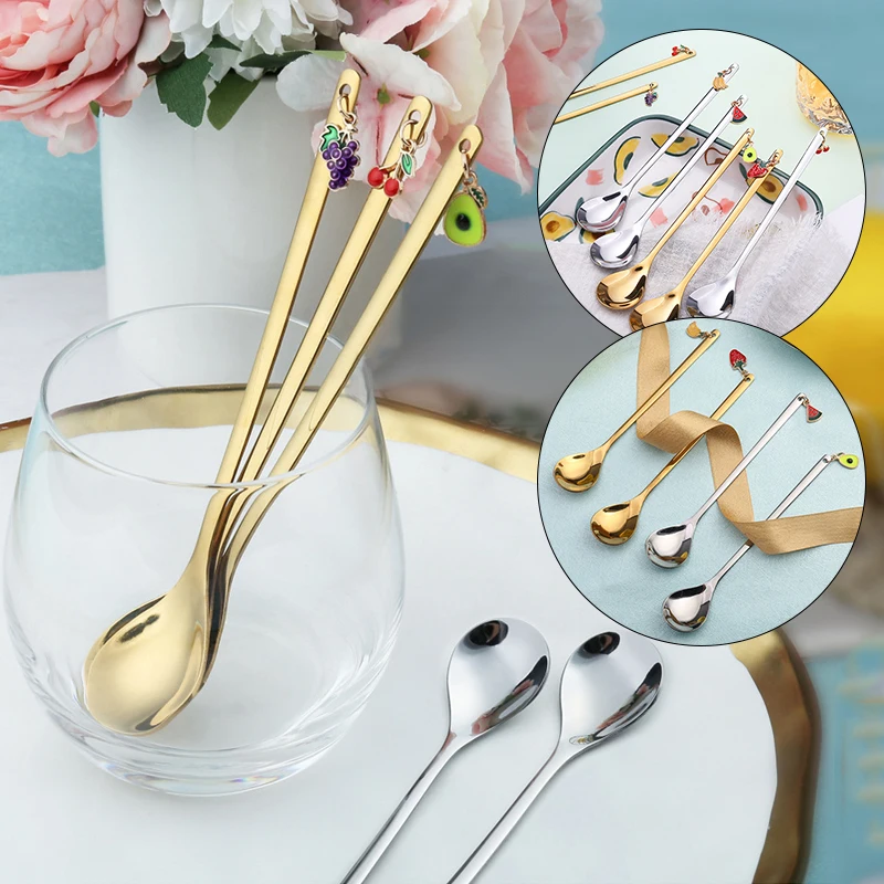 Stainless Steel Fruit Coffee Spoon Gold Silver Ice Cream Dessert Cutlery Christmas Home Kitchen Tableware with Cartoon Fruits
Stainless Steel Fruit Coffee Spoon Gold Silver Ice Cream Dessert Cutlery Christmas Home Kitchen Tableware with Cartoon Fruits