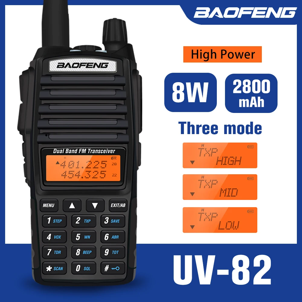 Baofeng UV-82 иди и болтай Walkie Talkie “иди и 10 км VHF Любительская рация двойного диапазона с высокой Мощность 8 Вт Охота Портативный CB Ham радио двухсто...
Baofeng UV-82 иди и болтай Walkie Talkie “иди и 10 км VHF Любительская рация двойного диапазона с высокой Мощность 8 Вт Охота Портативный CB Ham радио двухсто...