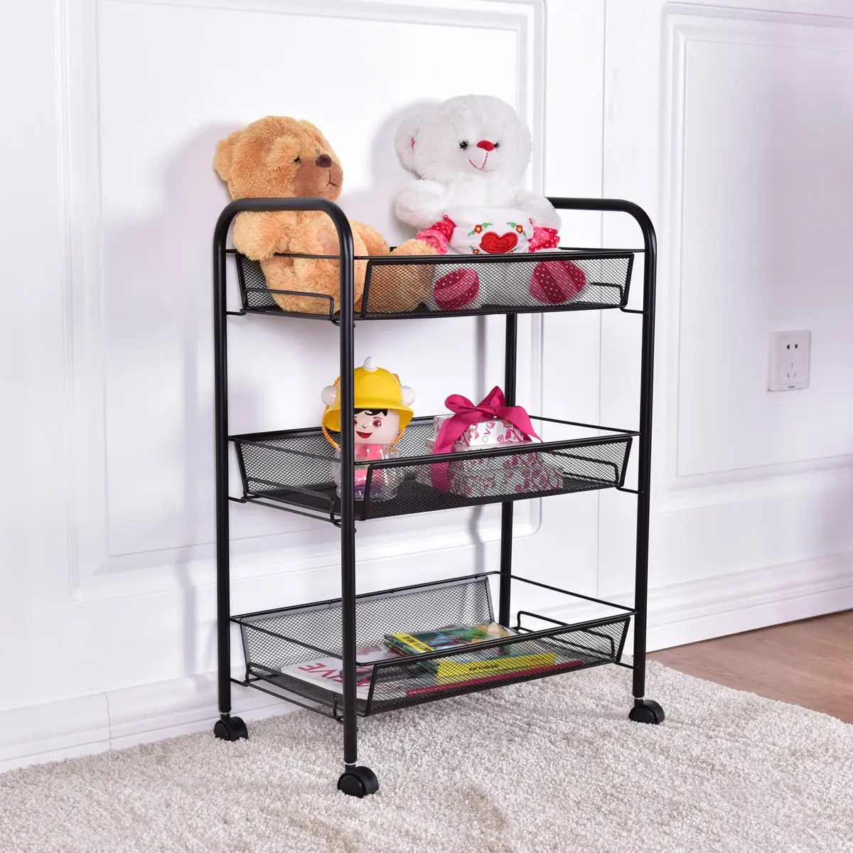Giantex 3 Tier Mesh Rolling File Utility Cart Home Office Kitchen Storage Basket Modern Portable Trolley Cart HW54961BK
Giantex 3 Tier Mesh Rolling File Utility Cart Home Office Kitchen Storage Basket Modern Portable Trolley Cart HW54961BK