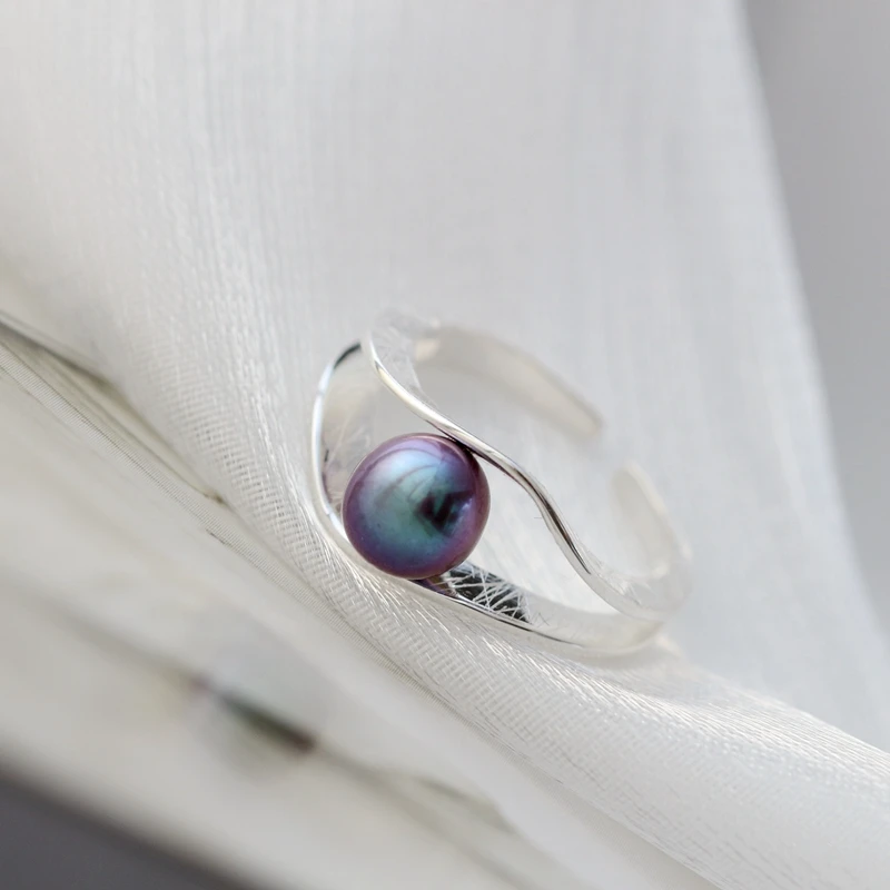 Authentic 925 Sterling Silver Ring Fashion Natural Black Pearl Opening Adjustable Rings Women For Fine Jewelry Gift 
Authentic 925 Sterling Silver Ring Fashion Natural Black Pearl Opening Adjustable Rings Women For Fine Jewelry Gift