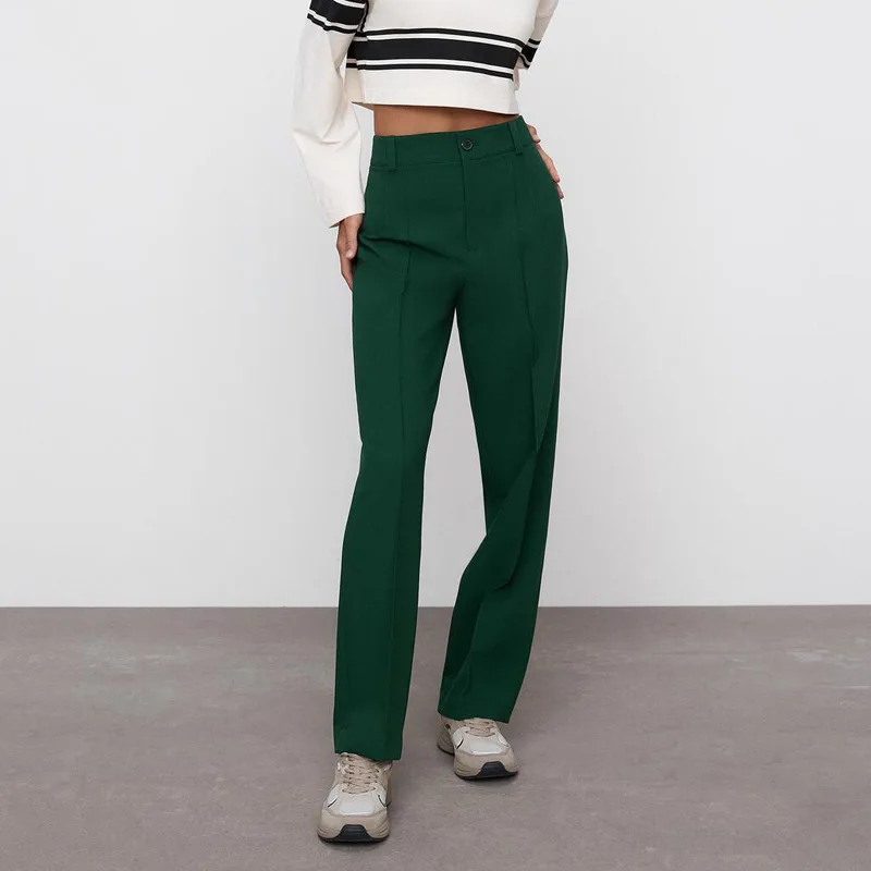 Woman Pants Green Straight Leg Baggy Pants Women High Waist Fashion Office Wear Women Pant Suits Front Button Trousers
Woman Pants Green Straight Leg Baggy Pants Women High Waist Fashion Office Wear Women Pant Suits Front Button Trousers