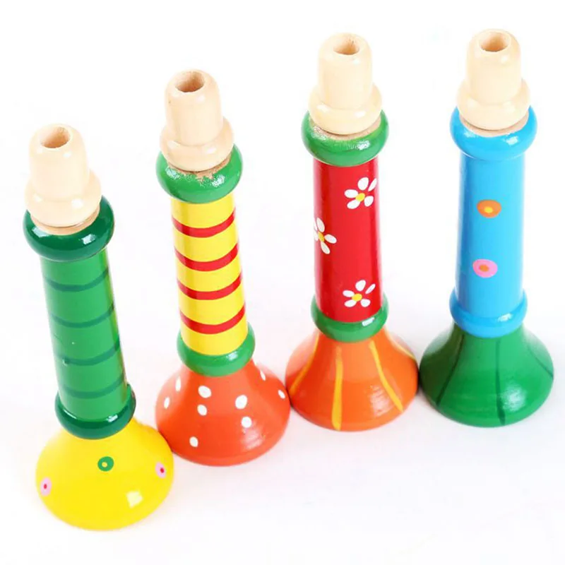 

1 шт. деревянный рожок свисток музыкальный инструмент игрушки, музыкальный инструмент для детей Детские Красочные Вокальный игрушка