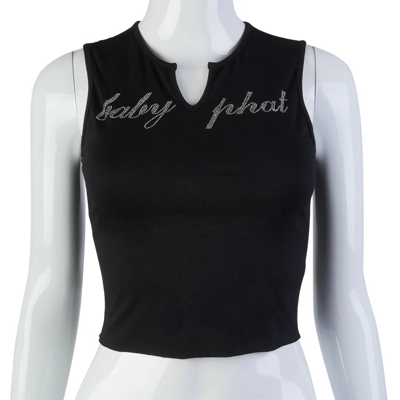 Summer New Women's Solid Color Hot Drill Deep V Sexy Open Navel Sleeveless Slim Vest T Shirt
Summer New Women's Solid Color Hot Drill Deep V Sexy Open Navel Sleeveless Slim Vest T Shirt