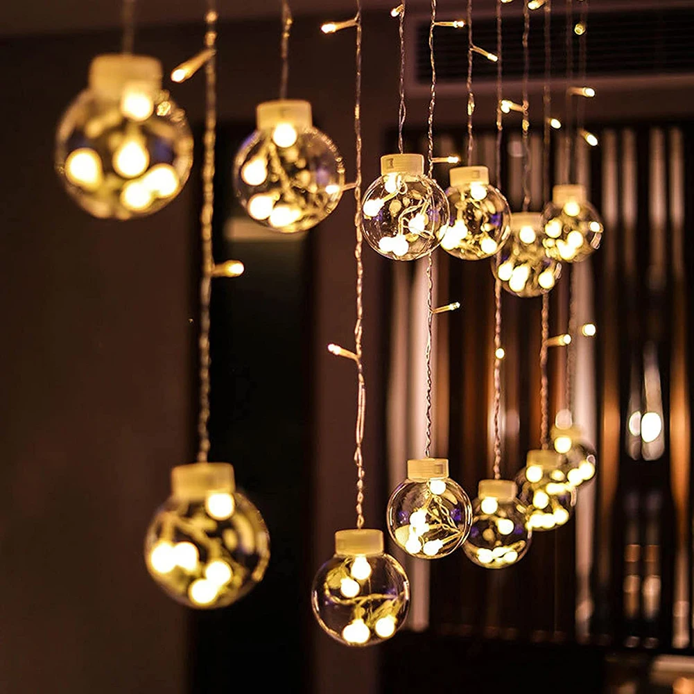 LED Curtain Lamp Glass Ball Hanging String Light Fairy Lantern Lamp Garden Yard Art Indoor Home Festival Wedding Decoration
LED Curtain Lamp Glass Ball Hanging String Light Fairy Lantern Lamp Garden Yard Art Indoor Home Festival Wedding Decoration
