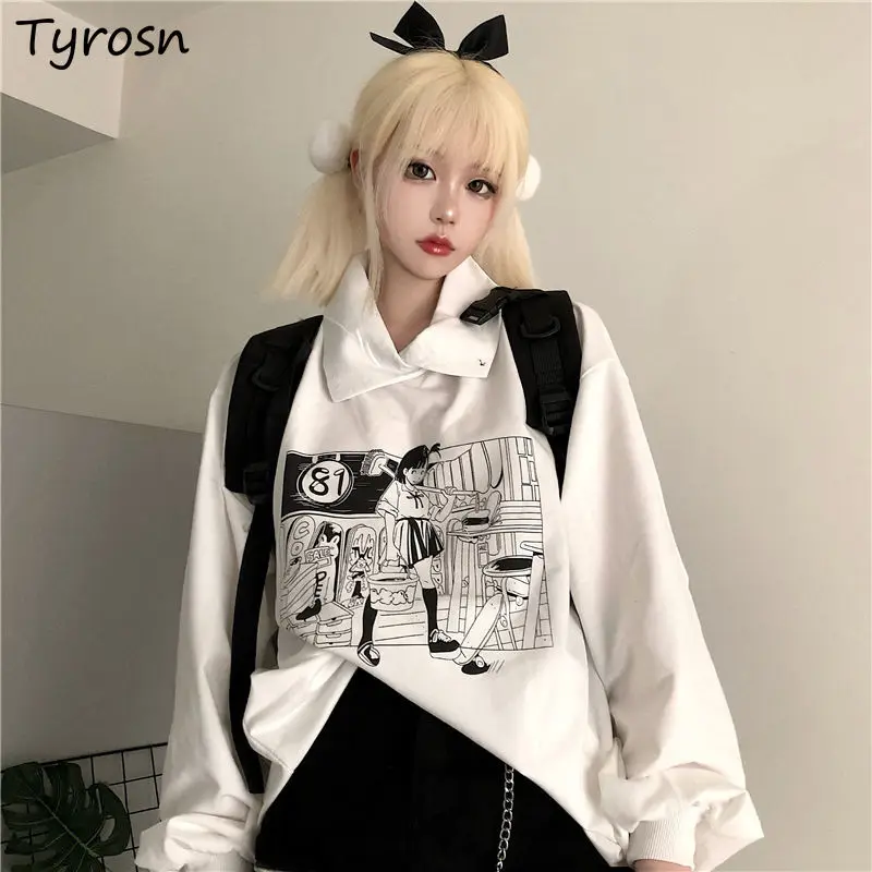 Women Hoodies Printed Harajuku Streetwear Turn Down Collar Chic BF Casual White Purple All-match Students Spring Autumn Leisure
Women Hoodies Printed Harajuku Streetwear Turn Down Collar Chic BF Casual White Purple All-match Students Spring Autumn Leisure