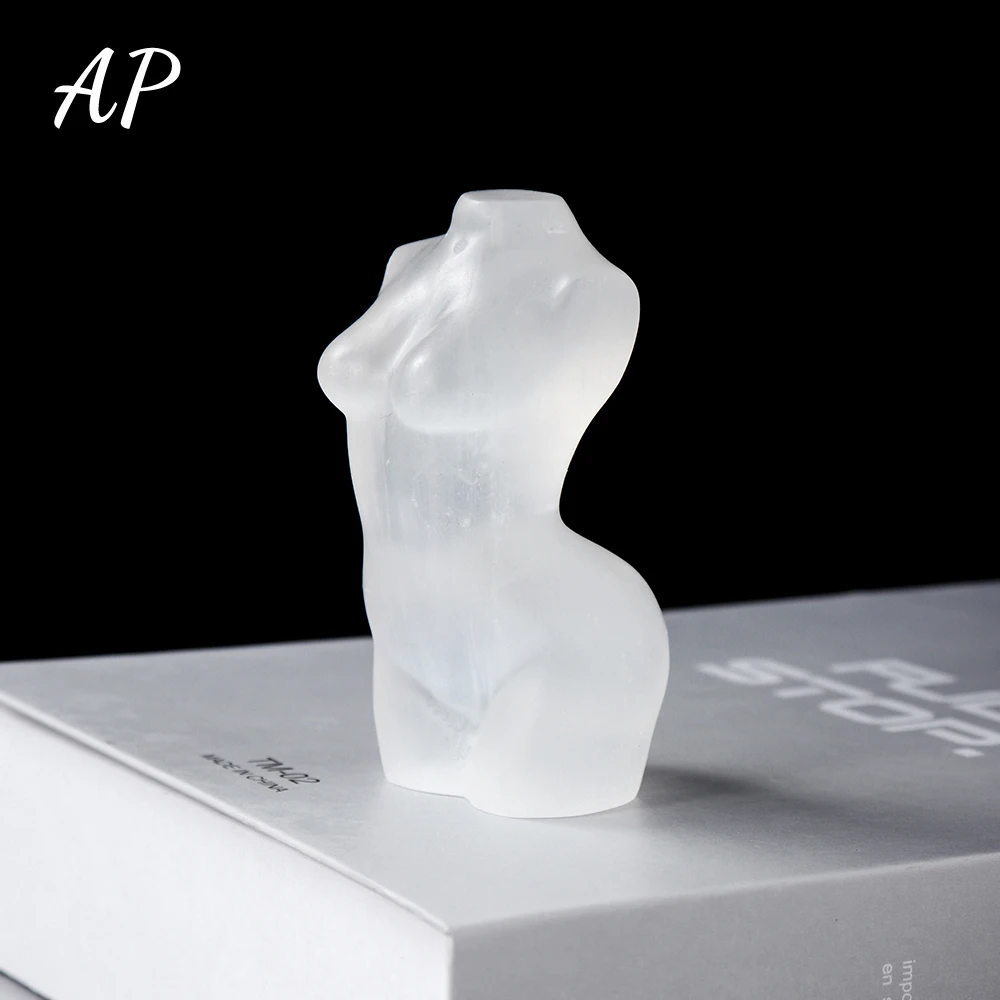 

Natural Selenite Crystal Female Nude Models Plaster Stone Handicraft Carving Ornaments Energy Decoration Gift