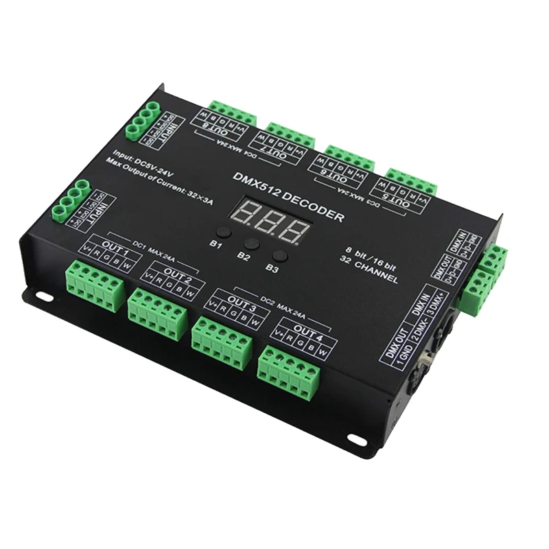 32 Channel 96A RGBW DMX 512 LED Decoder Controller DMX Dimmer DC5-24V RGBW RGB LED Light 8 Bit/16 Bit
32 Channel 96A RGBW DMX 512 LED Decoder Controller DMX Dimmer DC5-24V RGBW RGB LED Light 8 Bit/16 Bit