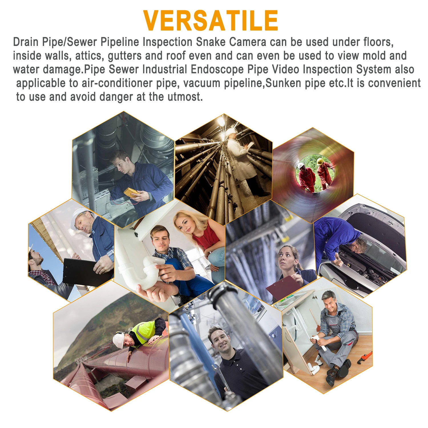 View Angle 360 Degree Rotate Sewer Inspection Camera with DVR for Manual Push Cable Endoscope
View Angle 360 Degree Rotate Sewer Inspection Camera with DVR for Manual Push Cable Endoscope