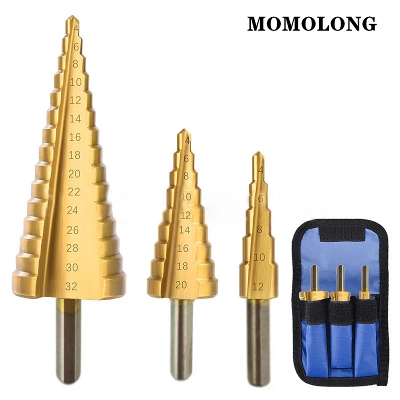 3Pcs/Set Metal High Speed Steel Wood Hole Cutter Cone Dril High Quality Titanium Drill Bit Drilling Tools 4-12mm 4-20mm 4-32mm
3Pcs/Set Metal High Speed Steel Wood Hole Cutter Cone Dril High Quality Titanium Drill Bit Drilling Tools 4-12mm 4-20mm 4-32mm