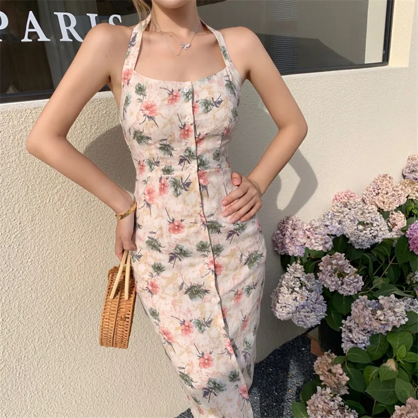 Summer Dress Women Sleeveless Halter Neck Sundress Women Floral Print Elegant Bodycon Dresses Party Vestidos
Summer Dress Women Sleeveless Halter Neck Sundress Women Floral Print Elegant Bodycon Dresses Party Vestidos