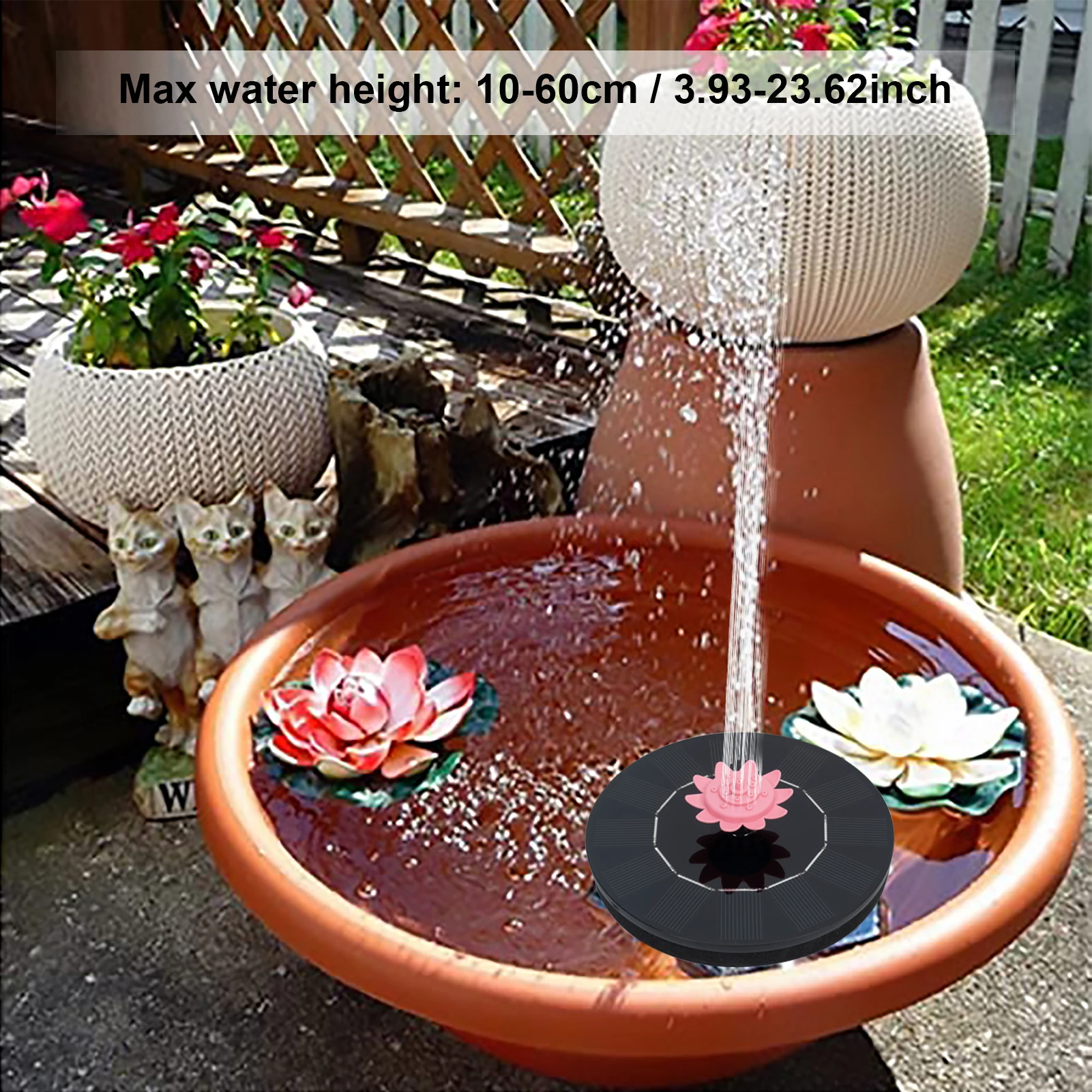 Floating Solar Water Fountain with 5 Flower Nozzles Circle Garden Fountain Pump Free Standing Bird Bath Fountain Pump for Garden
Floating Solar Water Fountain with 5 Flower Nozzles Circle Garden Fountain Pump Free Standing Bird Bath Fountain Pump for Garden