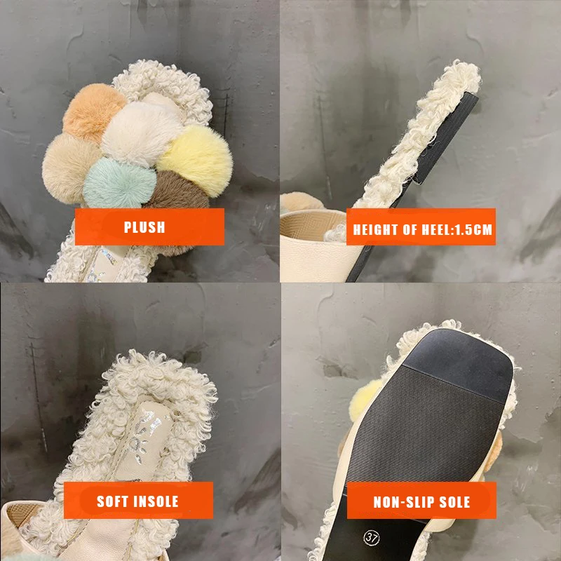 Fur Slippers Women Colorful Plush Ball Slides Home Furry Flat Sandals Female Cute Fluffy House Shoes Woman Brand Luxury 2020
Fur Slippers Women Colorful Plush Ball Slides Home Furry Flat Sandals Female Cute Fluffy House Shoes Woman Brand Luxury 2020