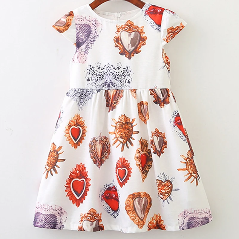 Menoea Girls Clothes 2020 European And American Style Children Pattern Printed Dress For 3-8Y Princess | Детская одежда и обувь