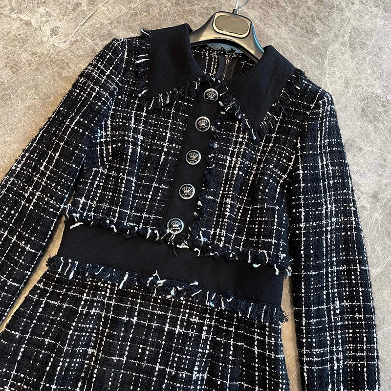 Black Tweed Dress For Women Autumn Spring Elegant Long Sleeves Dress New Female Dress Fashion
Black Tweed Dress For Women Autumn Spring Elegant Long Sleeves Dress New Female Dress Fashion