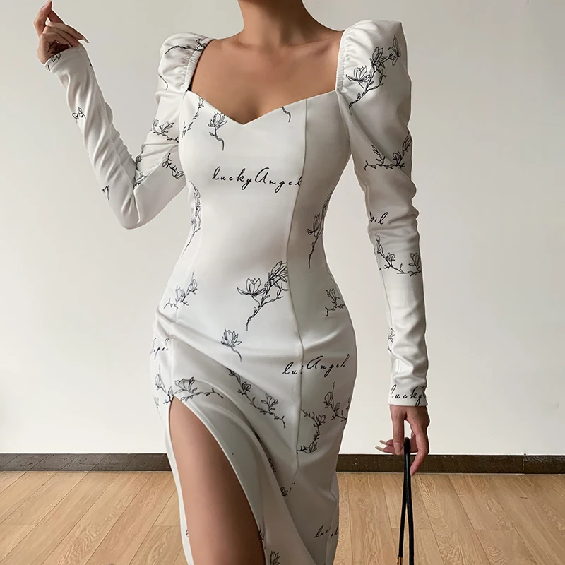 Женское светильник с длинным рукавом instahot яркое облегающее платье в стиле ретро