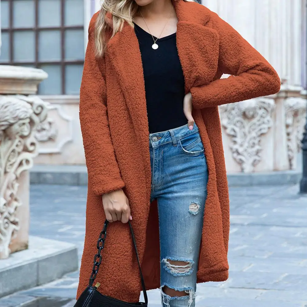 Women Winter Faux Fleece Long Sleeve Lapel Warm Coat Jacket Open Front Overcoat Thick Warm Casual Long Jacket casaco
Women Winter Faux Fleece Long Sleeve Lapel Warm Coat Jacket Open Front Overcoat Thick Warm Casual Long Jacket casaco